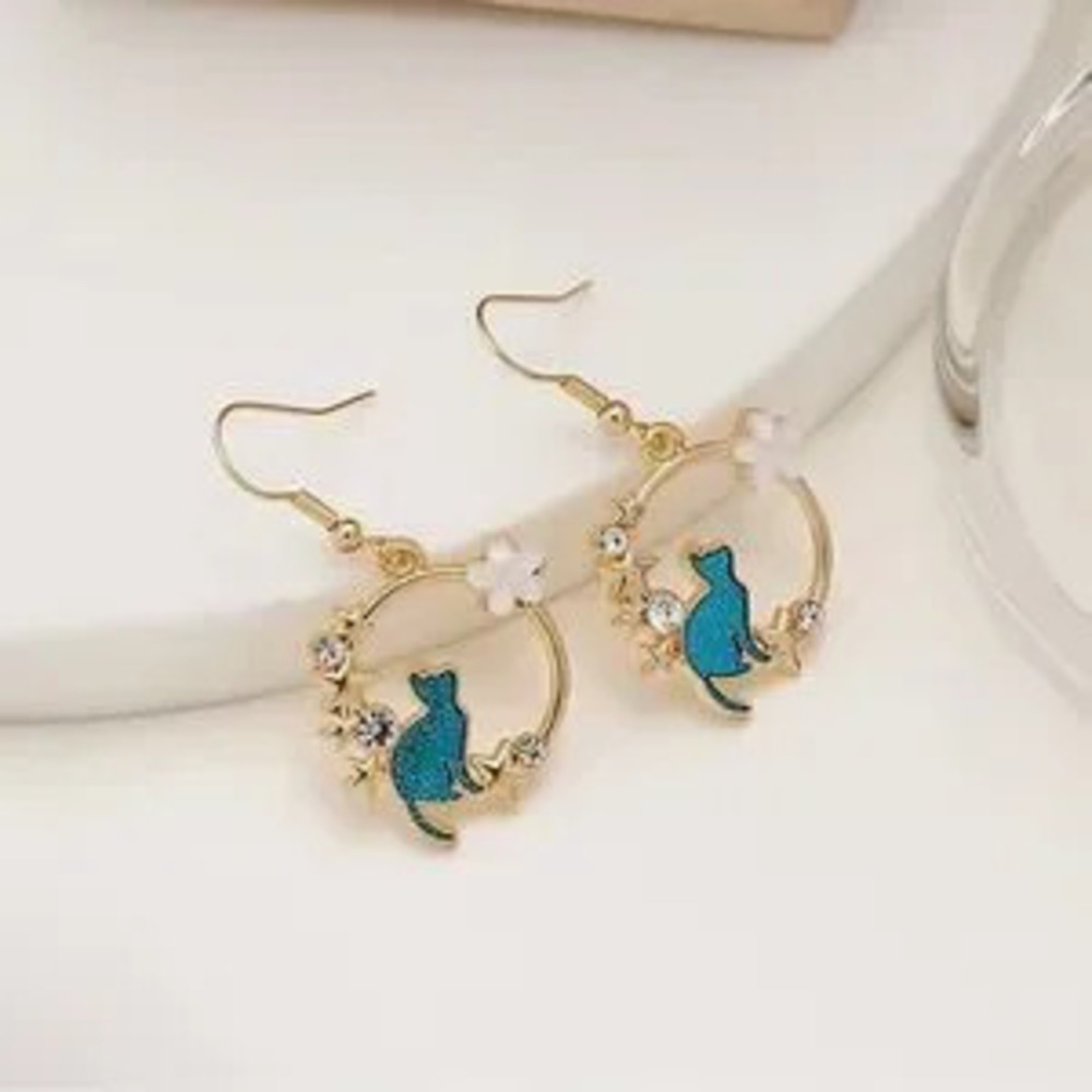 Cute Gold Dangle Cat?Kitty?Earring